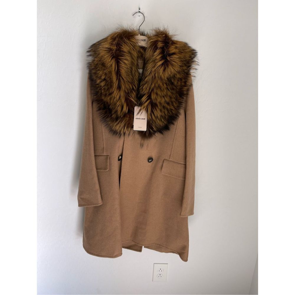 ROBERTO CAVALLI Ladies Camellong Camel Double Breasted Peacoat Size 6 NWT